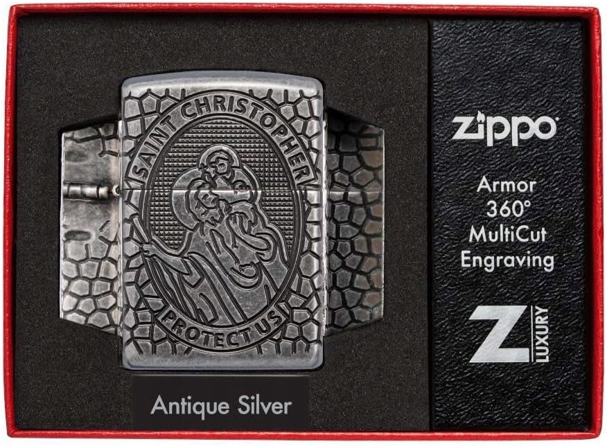 Zapalovač Zippo Antique Silver Saint Christopher Armor 60005200 Windoodp