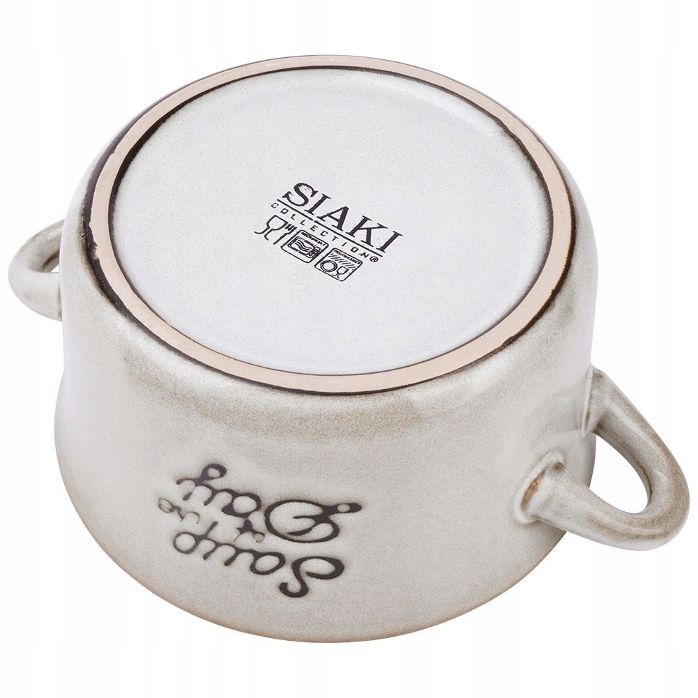 Miska BULIONÓWKA miseczka na zupę gulasz płatki z uszami uchwytami 600 ml Materiał ceramika