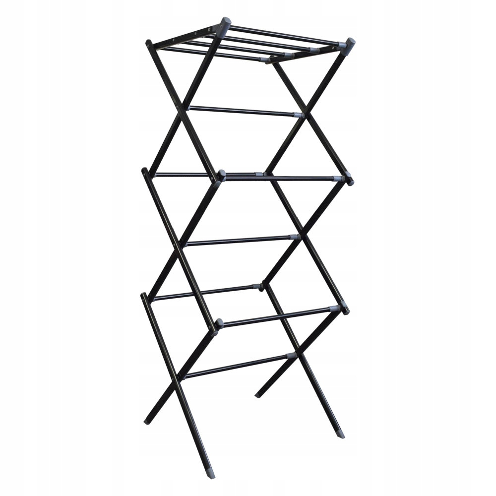 Levně Černý Sušák Na Prádlo Vertikální Věž Roztahovací Teleskopický Odolný