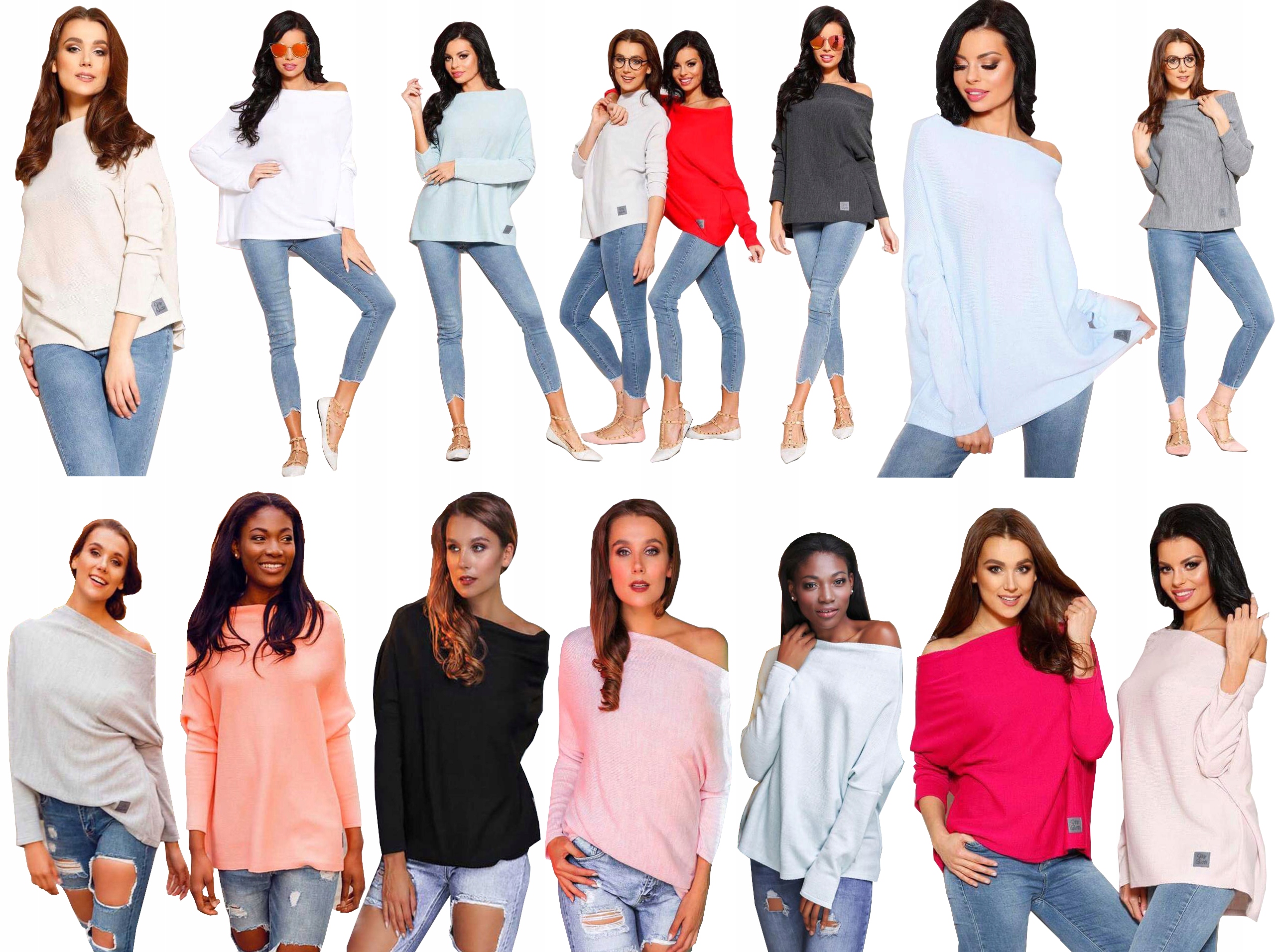 

Sweterek Oversize Tunika Sweter Wool Odkryte Ramię