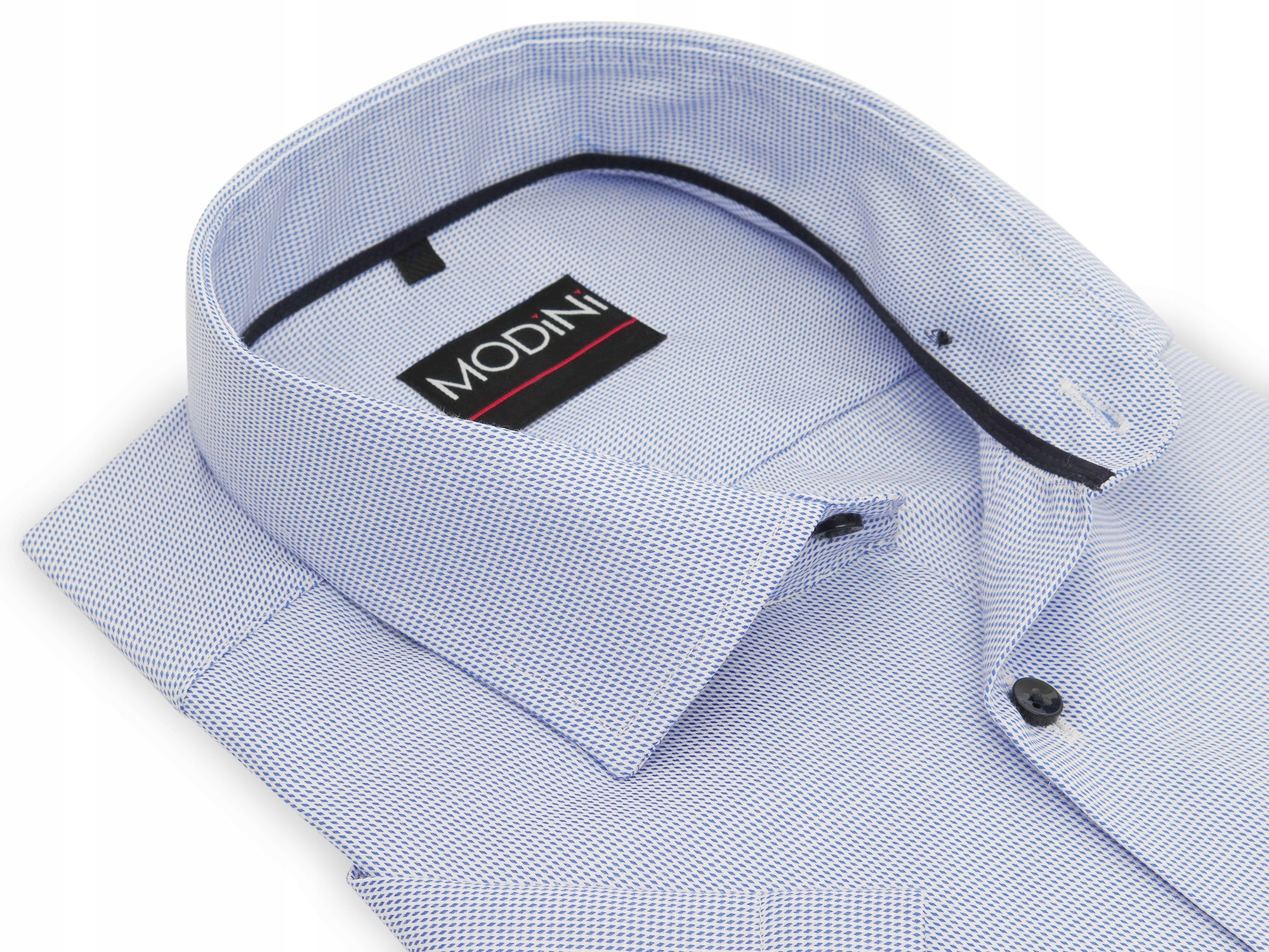 Koszula z krótkim rękawem w biało-błękitny wzór DK6 176-182 43-Regular