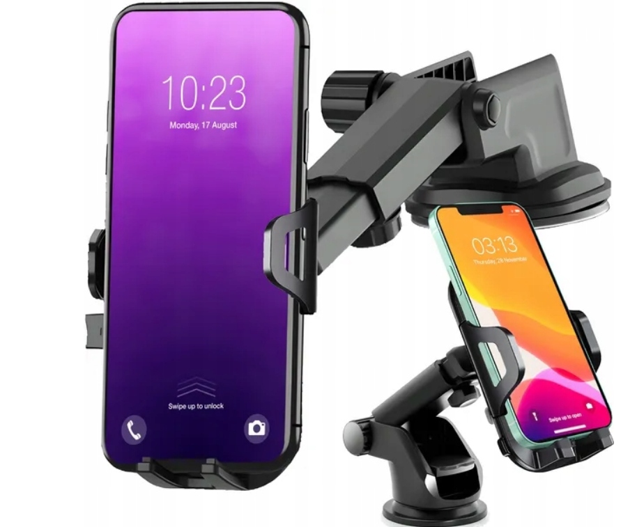 UCHWYT SAMOCHODOWY NA TELEFON SZYBĘ KOKPIT REGULACJA DŁUGOŚĆ OBROTOWY Informacje o bezpieczeństwie CE