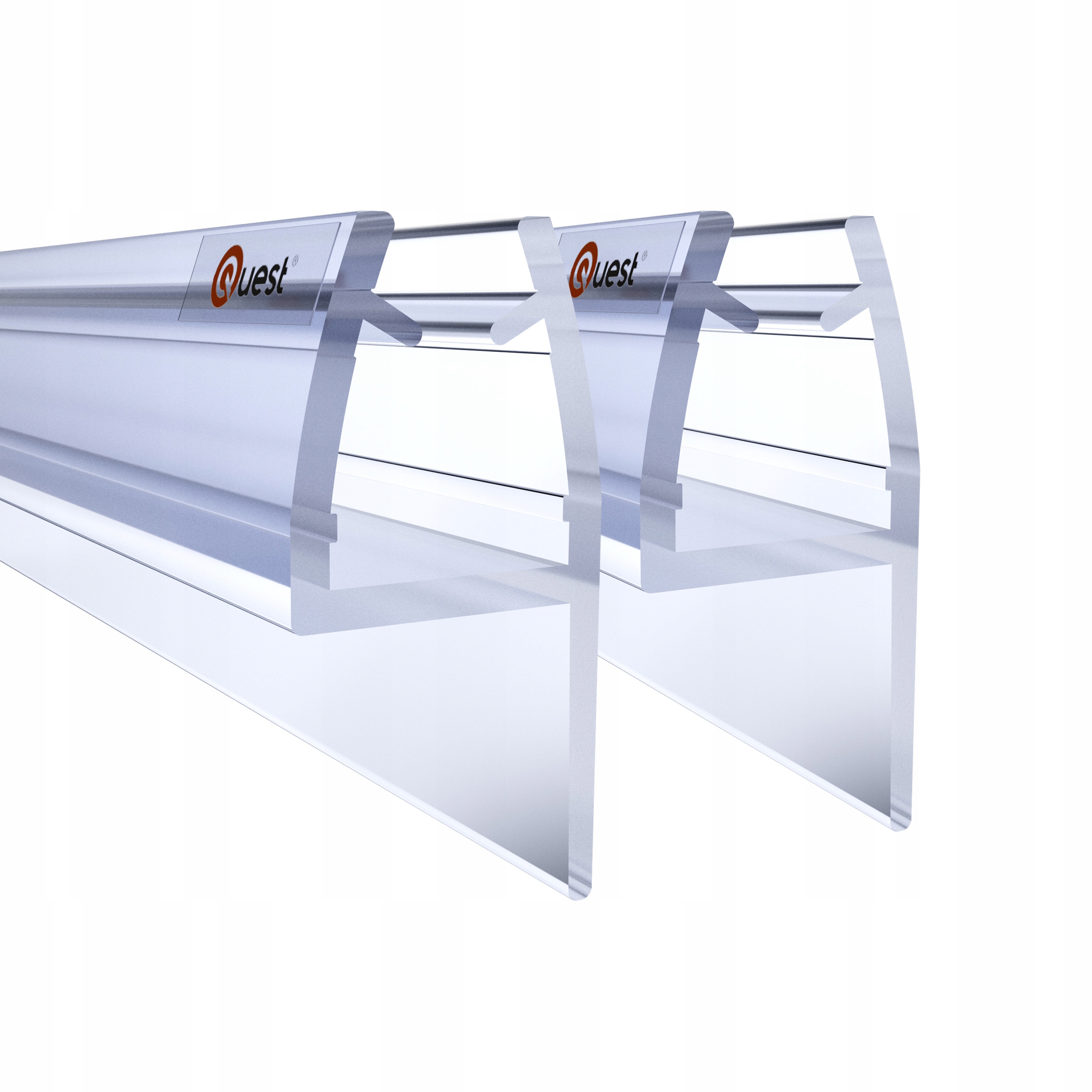 Boční sprchové těsnění 200 cm průhledné, 2 kusy, pero, okapnička