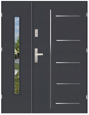 DRZWI ZEWNĘTRZNE POLSKIE DWUSKRZYDŁOWE FUTURE 41 DUO 2 Typ z przeszkleniem