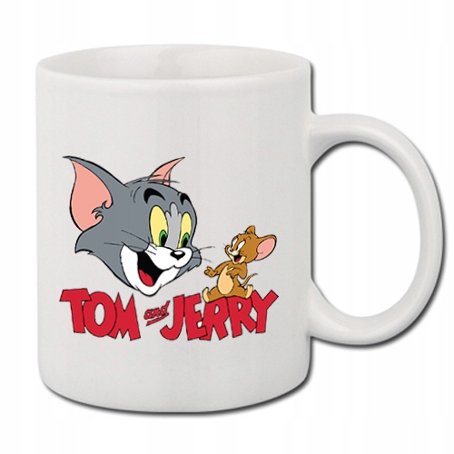 

Kubek Biały Nadruk Wzór Tom i Jerry 01