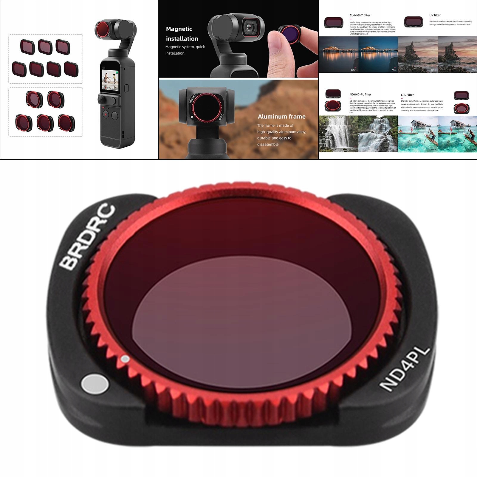 Obiektywu 2, szybka instalacja, 4-PL Model Zestaw filtrów obiektywu ze szkła optycznego