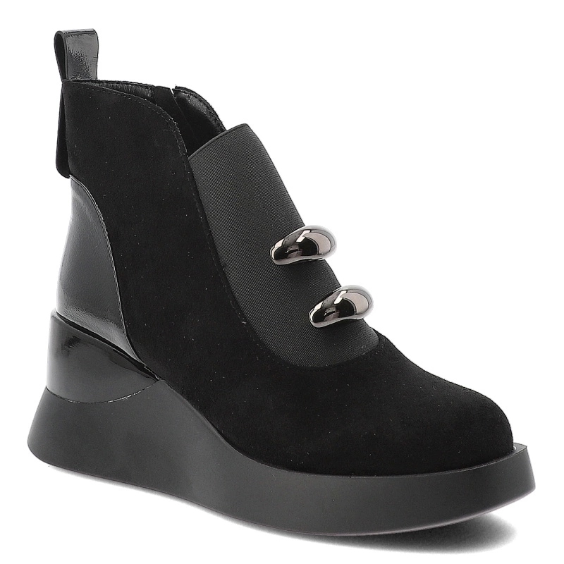Černé Kotníkové Boty S.Barski Módní dámské boty na podpatku
