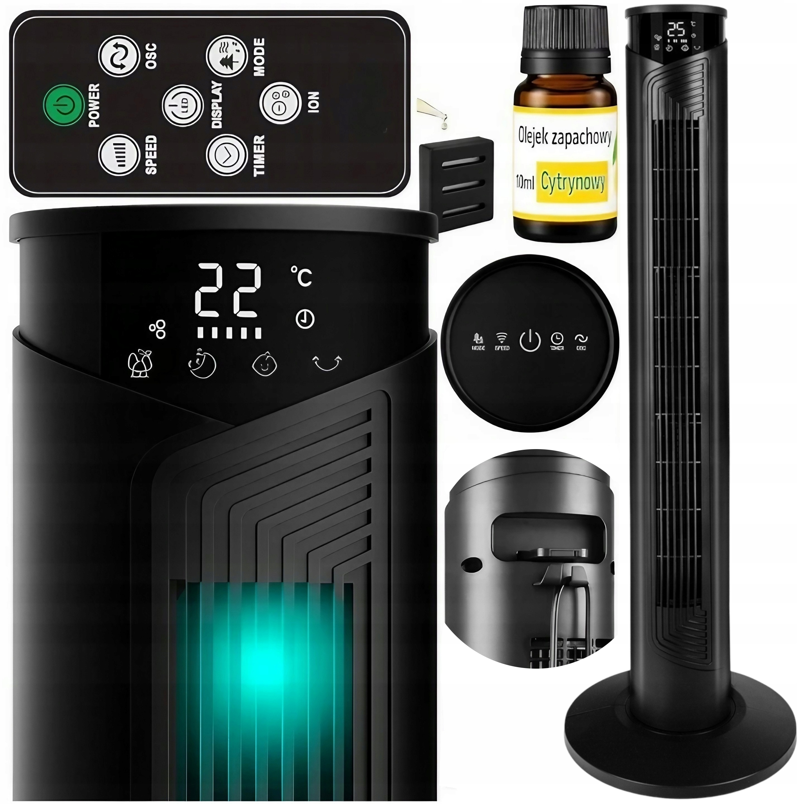 Stĺpový Ventilátor Ventilátor Ventilátor XXL Ionizácia Led Olej