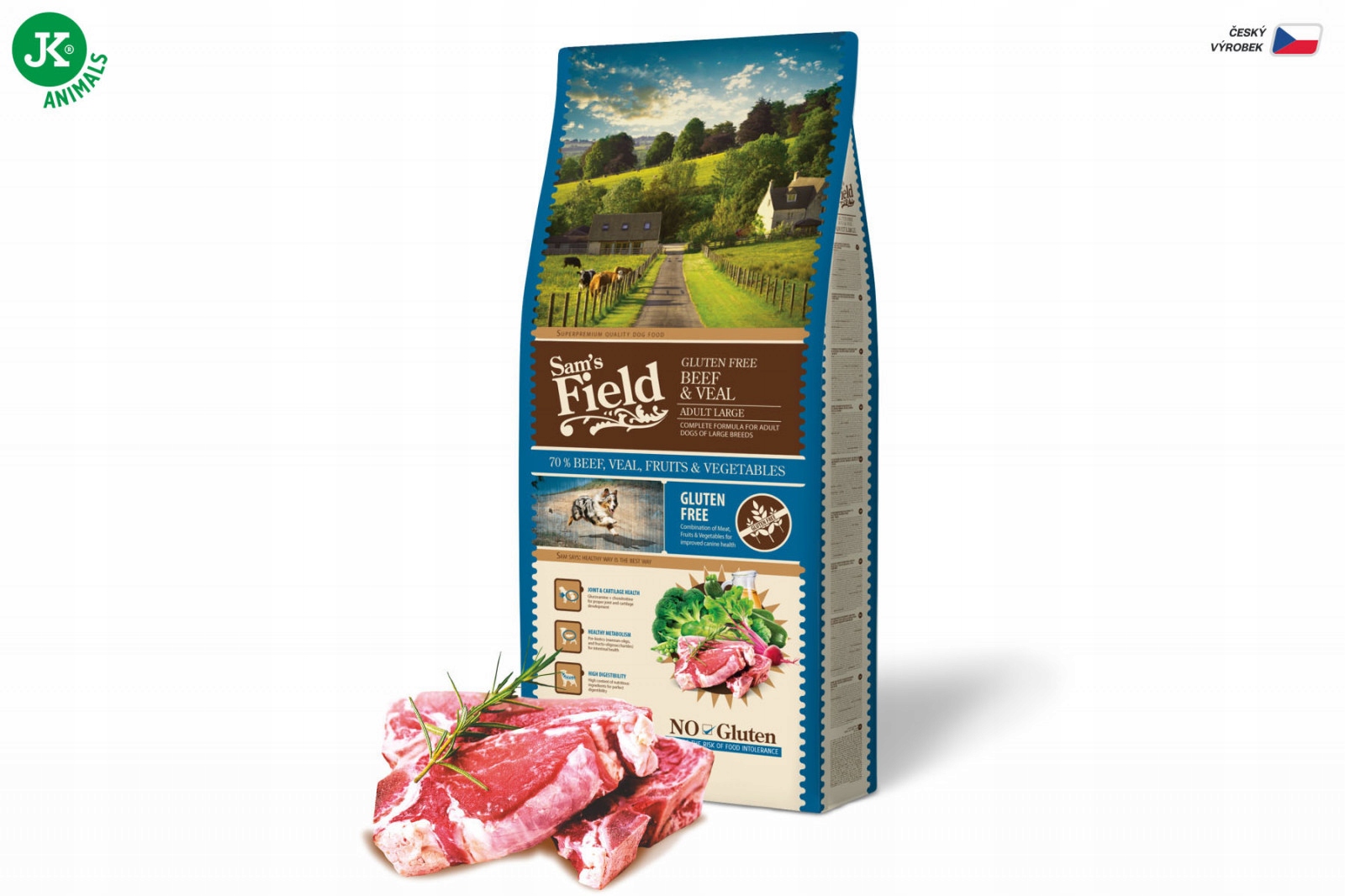 Sams Field Gluten Free Adult Large Beef & Veal bezlepková 2,5 kg