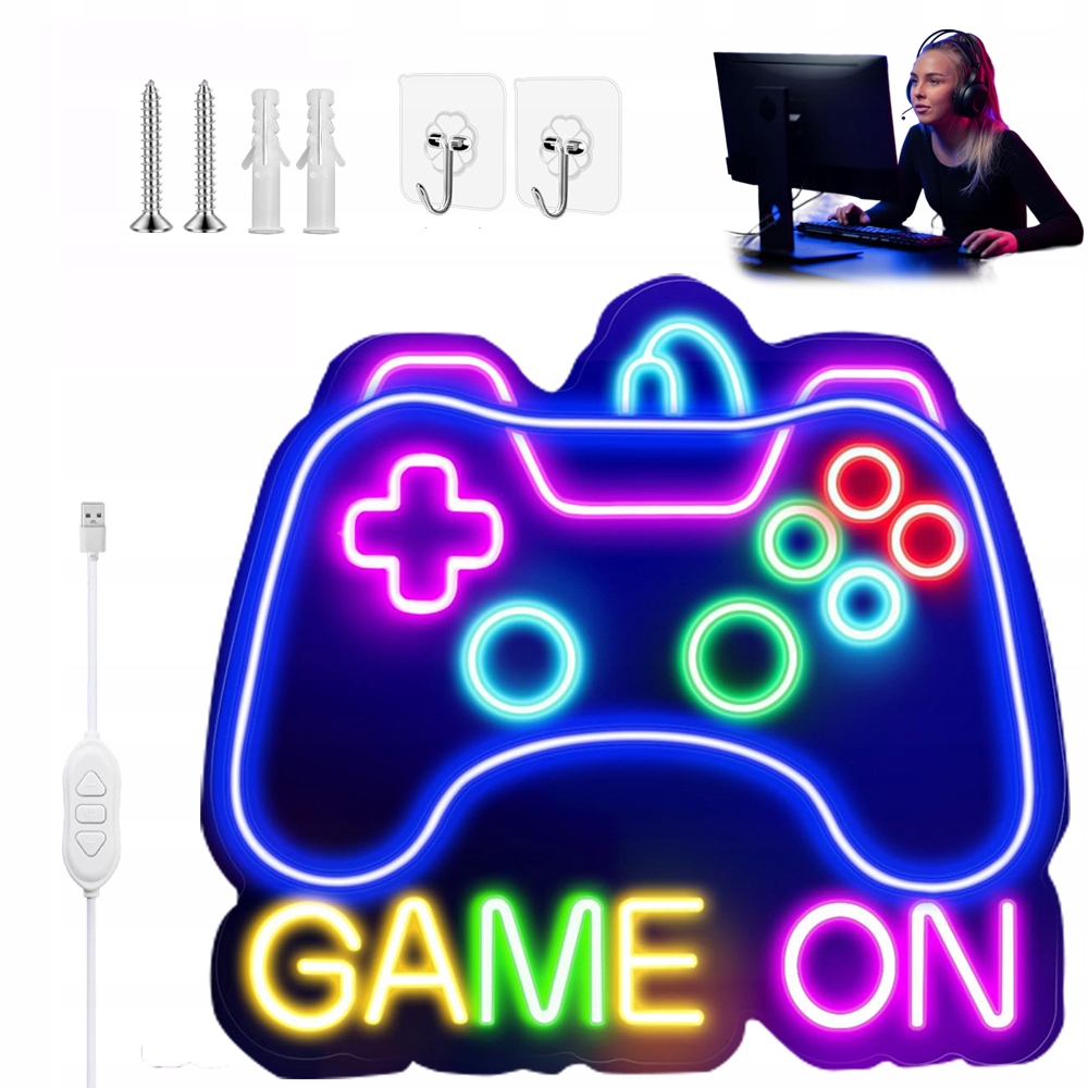 Led Herní Ovladač Usb Neonový Znak Napájený Jasnými Barvami