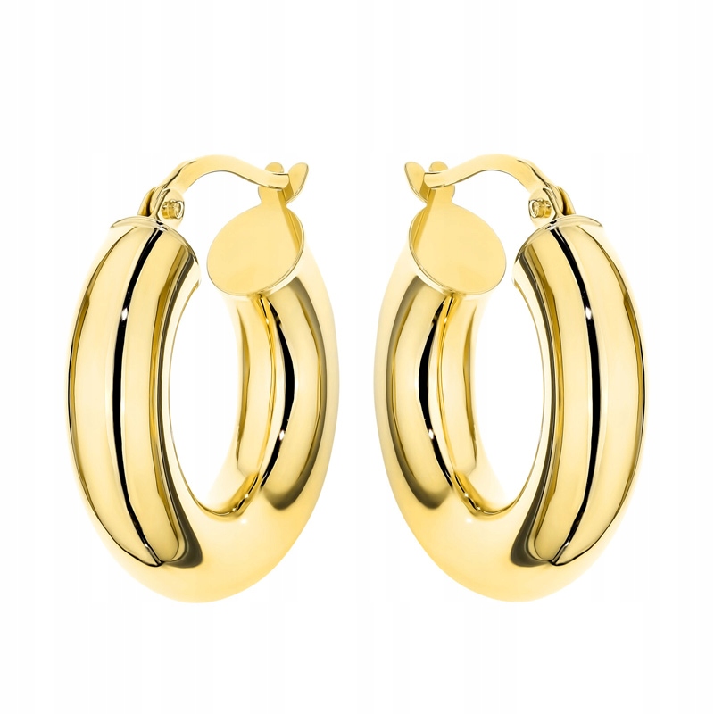 Zlaté Dámské Náušnice s Anglickým Zapínáním Au 585 Široké Kruhy 14k