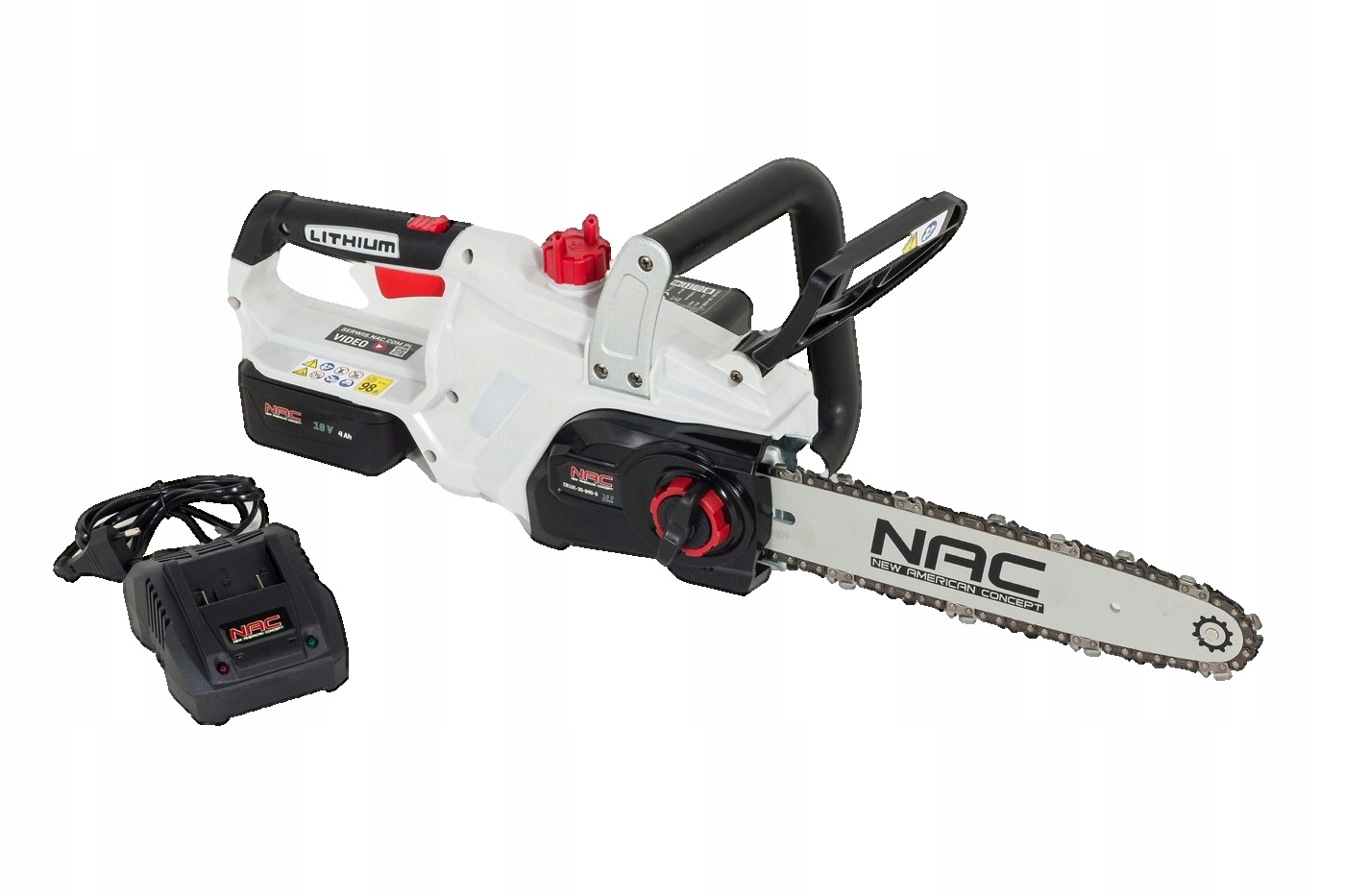 Piła Łańcuchowa Akumulatorowa Nac 18V 30 cm Sds Bateria 4Ah Ładowarka