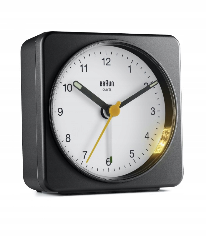 BRAUN BC03BW - 7,8x7,8cm - CZARNY / Biały - Budzik wskazówkowy