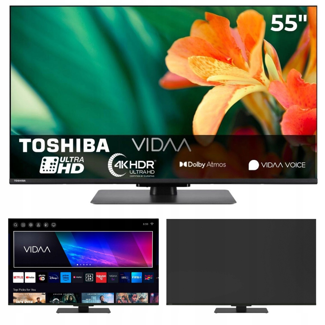 Telewizor Led 55" Toshiba 55UV6F63DA Smart Tv 4K Vidaa DVB-T2S2 Bezramkowy
