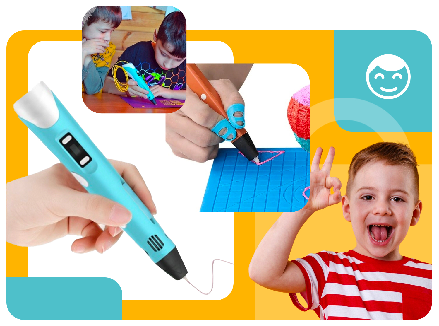 DŁUGOPIS 3D NIEBIESKI DRUKARKA 3D PEN DZIECI +WKŁAD 310m + SZABLONY + MATA Głębokość produktu 2 cm