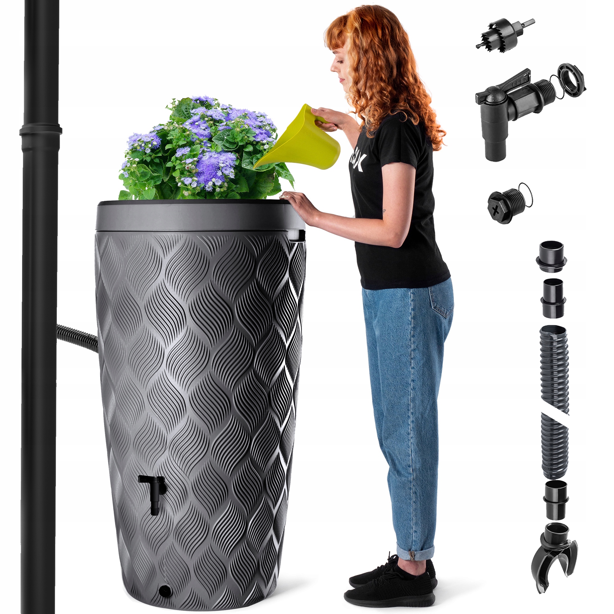 Nádrž Na Dešťovou Vodu 240 L, Sud Na Vodu, Nádoba S Kohoutkem, Květináč Velký