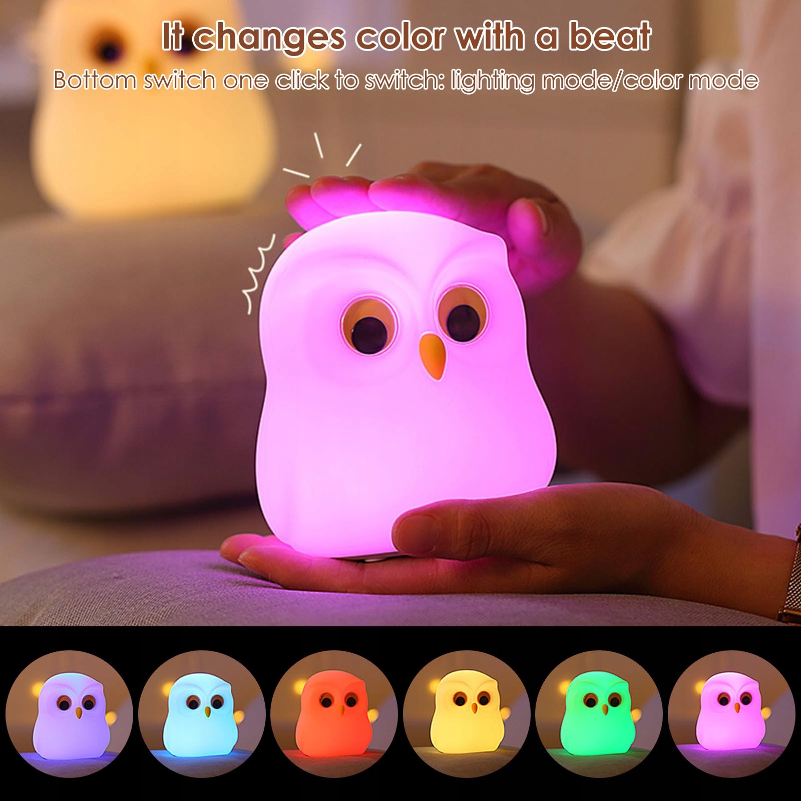 Short Version: SOWALampka Nocna LED Dla Dzieci Silikonowa Dotykowa USB — miniatura 2