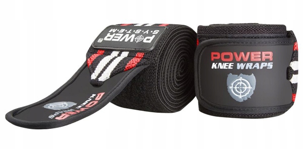 Power-system taśma ściągacz na kolano Knee Wraps czerwony