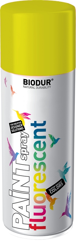 12x Biodur Spray Farba Fluoroscencyjna 400 ml Żółty Kolor