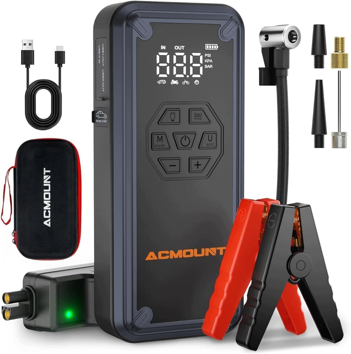 Automobilový Štartér 7000A 21800MAH Pumpička 150PSI Baterka