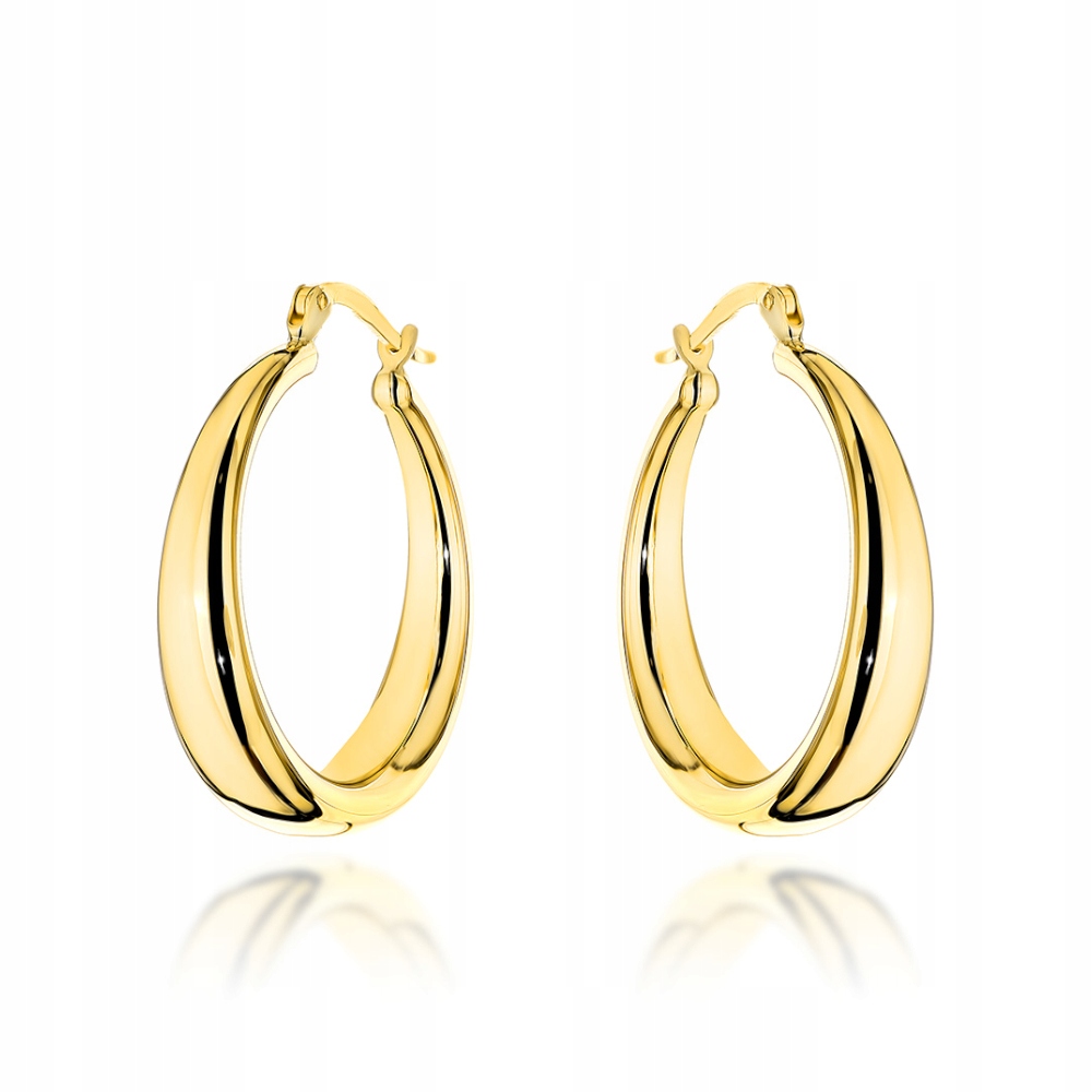 Zlaté náušnice 585 Široká leštěná kolečka 2.7 g Kolečka bez kamenů 14kt