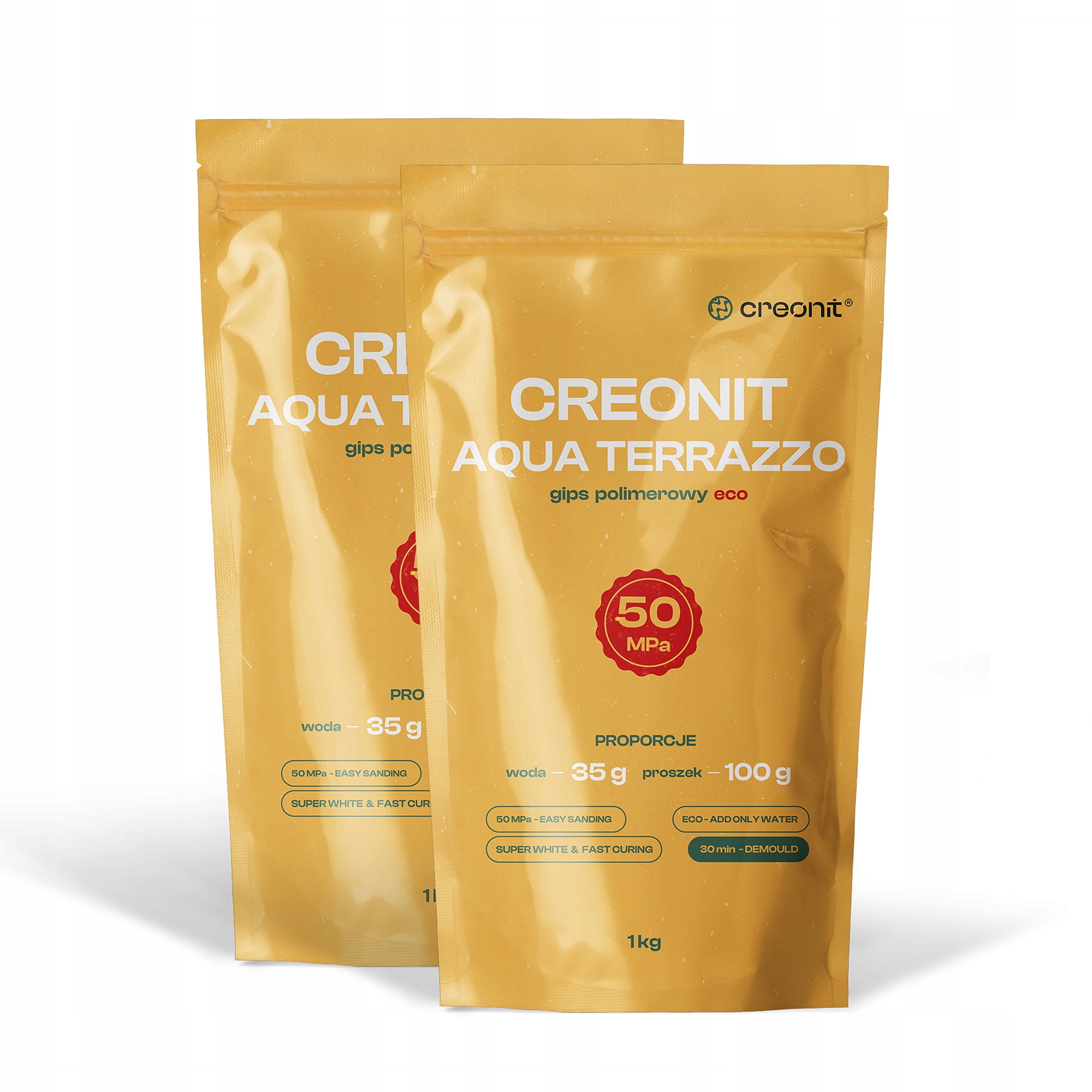 Polymerační sádra Creonit Aqua Terrazzo 50MPa Bílý Tvrdý 2kg