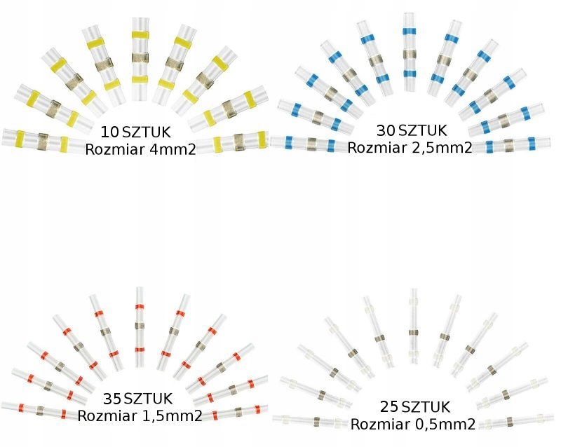 DUŻY ZESTAW SZYBKOZŁĄCZKI TERMOKURCZLIWE ZŁĄCZKI Z CYNĄ 100szt KOSZULKI EAN (GTIN) 6094056249296