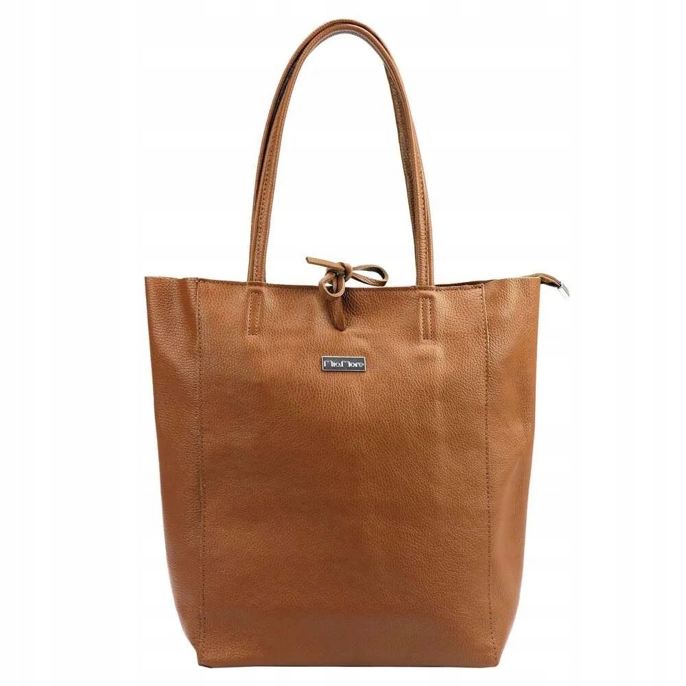 Kožená kabelka MiaMore Shopperbag Dark Camel A4 Model: 01-014 Z Dollaro