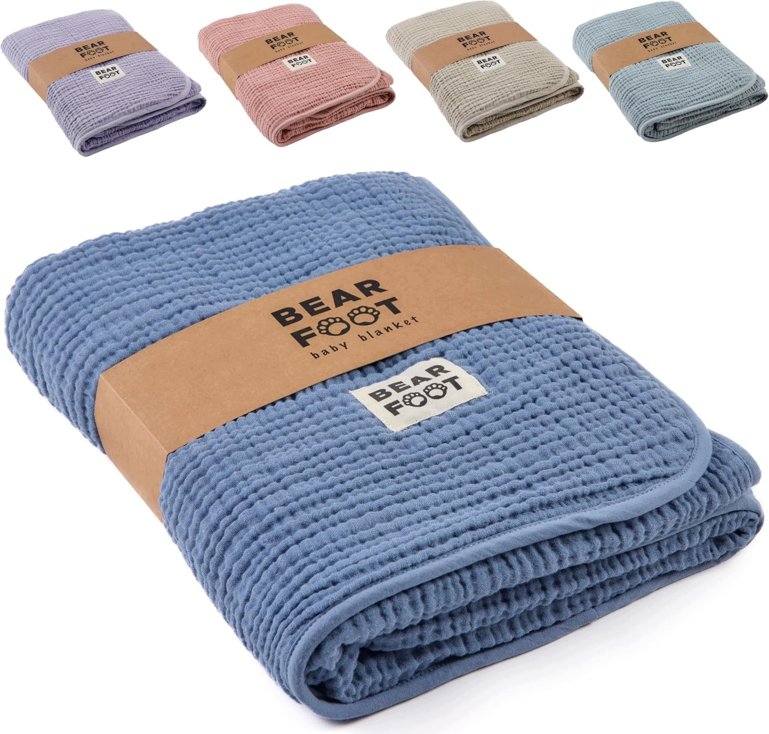 Koc niemowlęcy muślinowo-polarowy Dusty Blue dwustronny