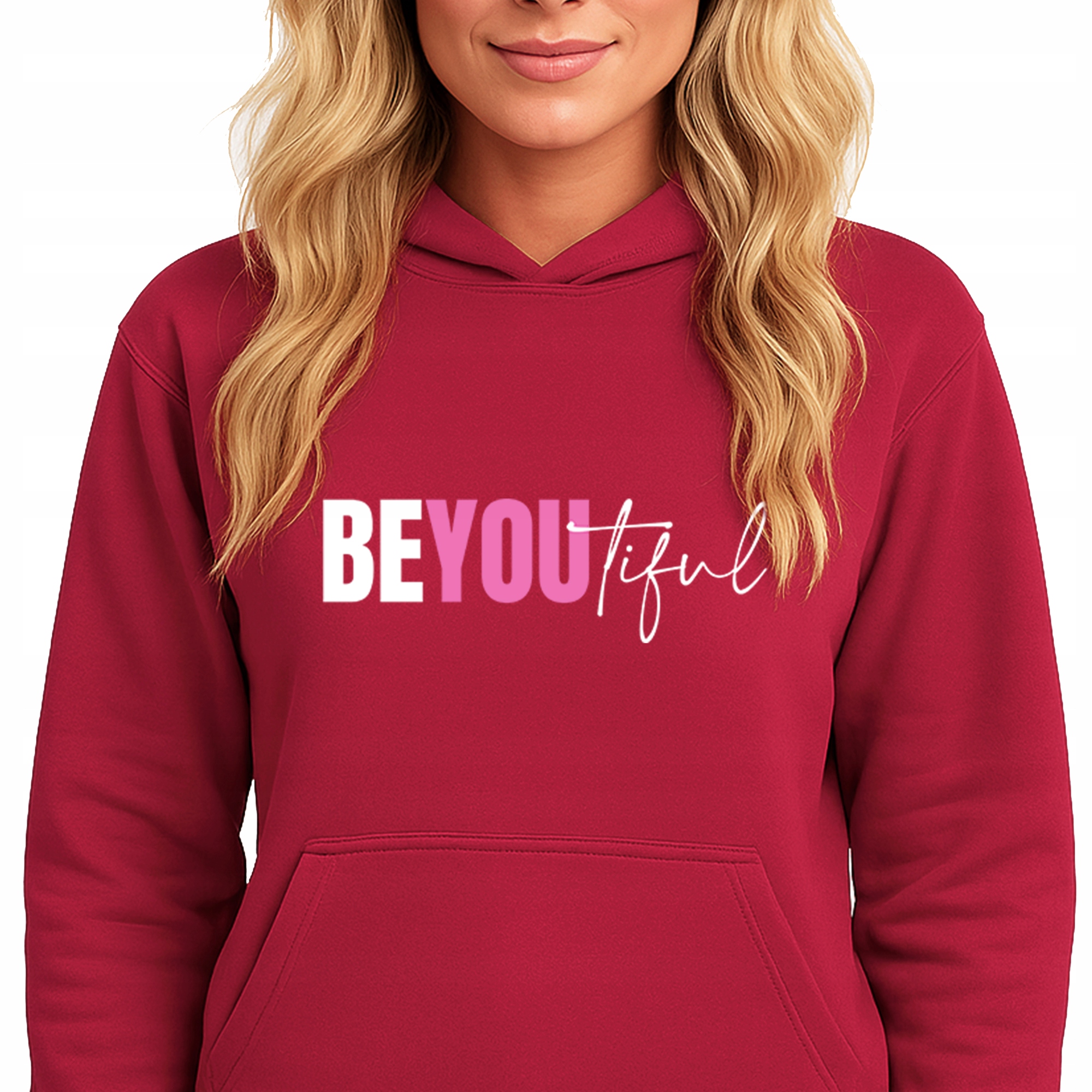 Mikina S Kapucí Červená Hoodie Módní BEYOUtiful Vel S