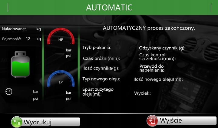 STACJA KLIMATYZACJI VIAKEN X568 1234YF PL AUTOMAT AUTA ELEKTRYCZNE HYBRYDY Pojemność zbiornika 12 kg