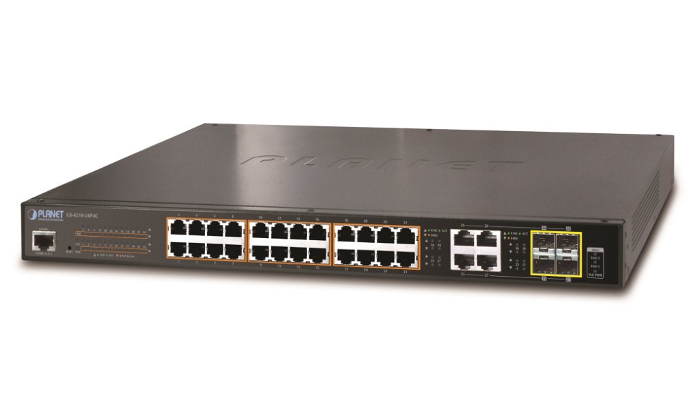 Planet GS-4210-24P4C PoE switch L2 L4, 28 (24 PoE) x 1000Base-T, 4x Sfp,