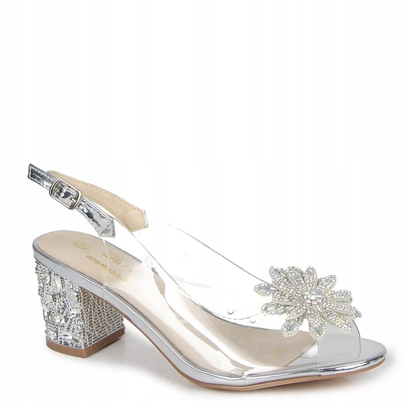 S.barski MR42-002 Průhledné Nízké Sandály Stříbrné 38 D&a