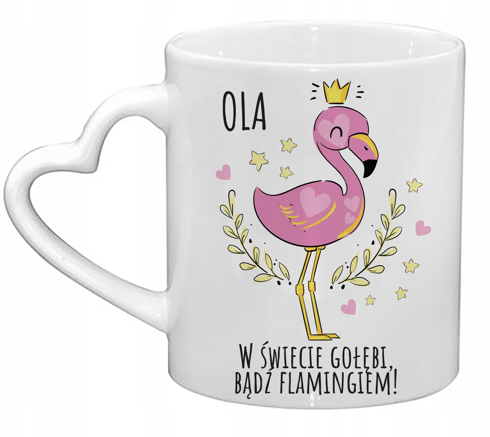 

Zabawny kubek z imieniem, flamingiem Dzień Kobiet