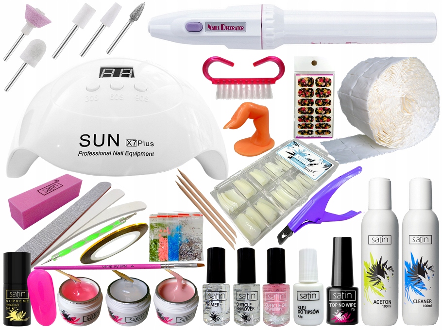 СТАРТОВЫЙ НАБОР ДЛЯ НАРАЩИВАНИЯ НОГТЕЙ С ЛАМПОЙ И ФРЕЗЕРНЫМ СТАНКОМ
