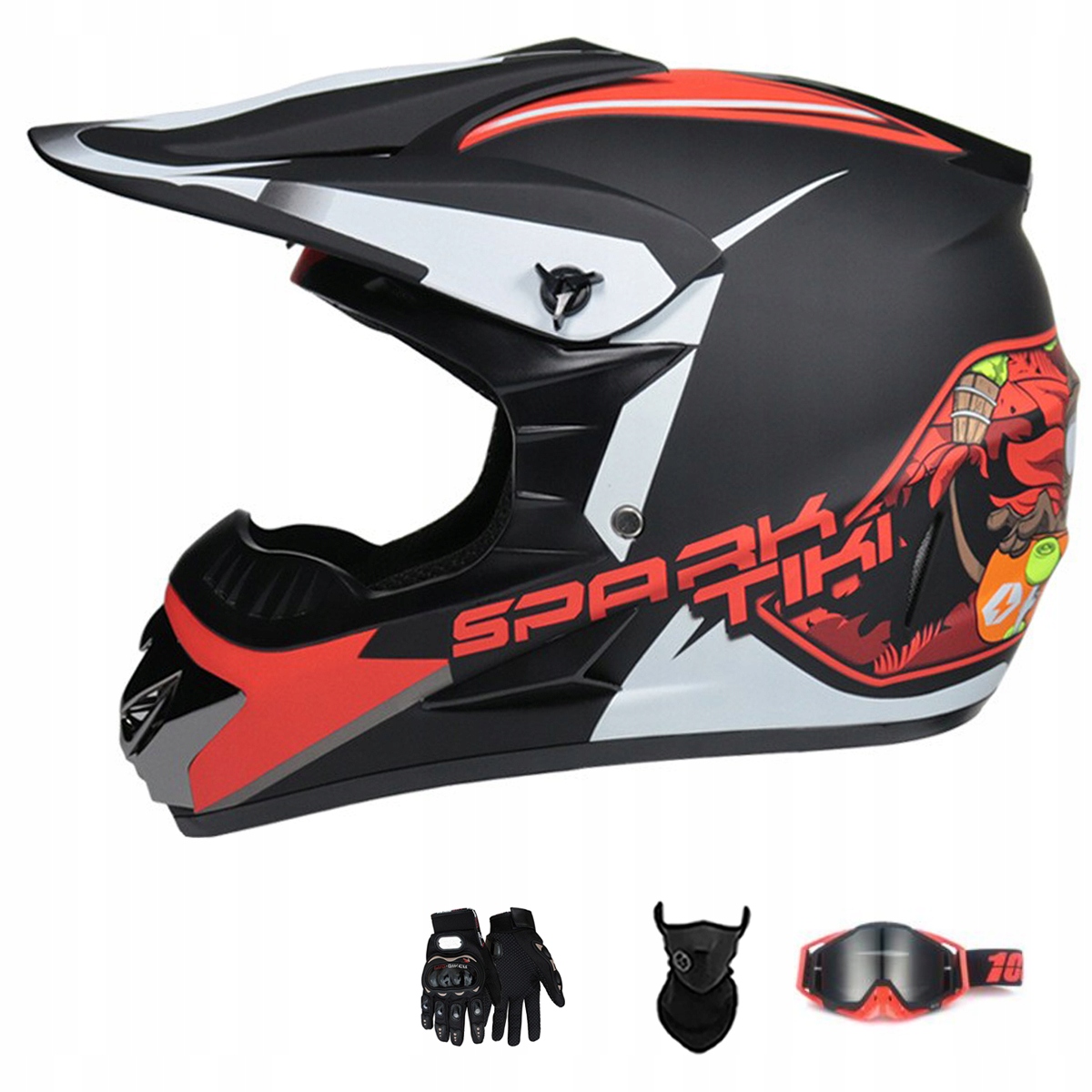 Motocyklová Přilba Lehká Enduro Quada Brýle Rukavice Maska XL