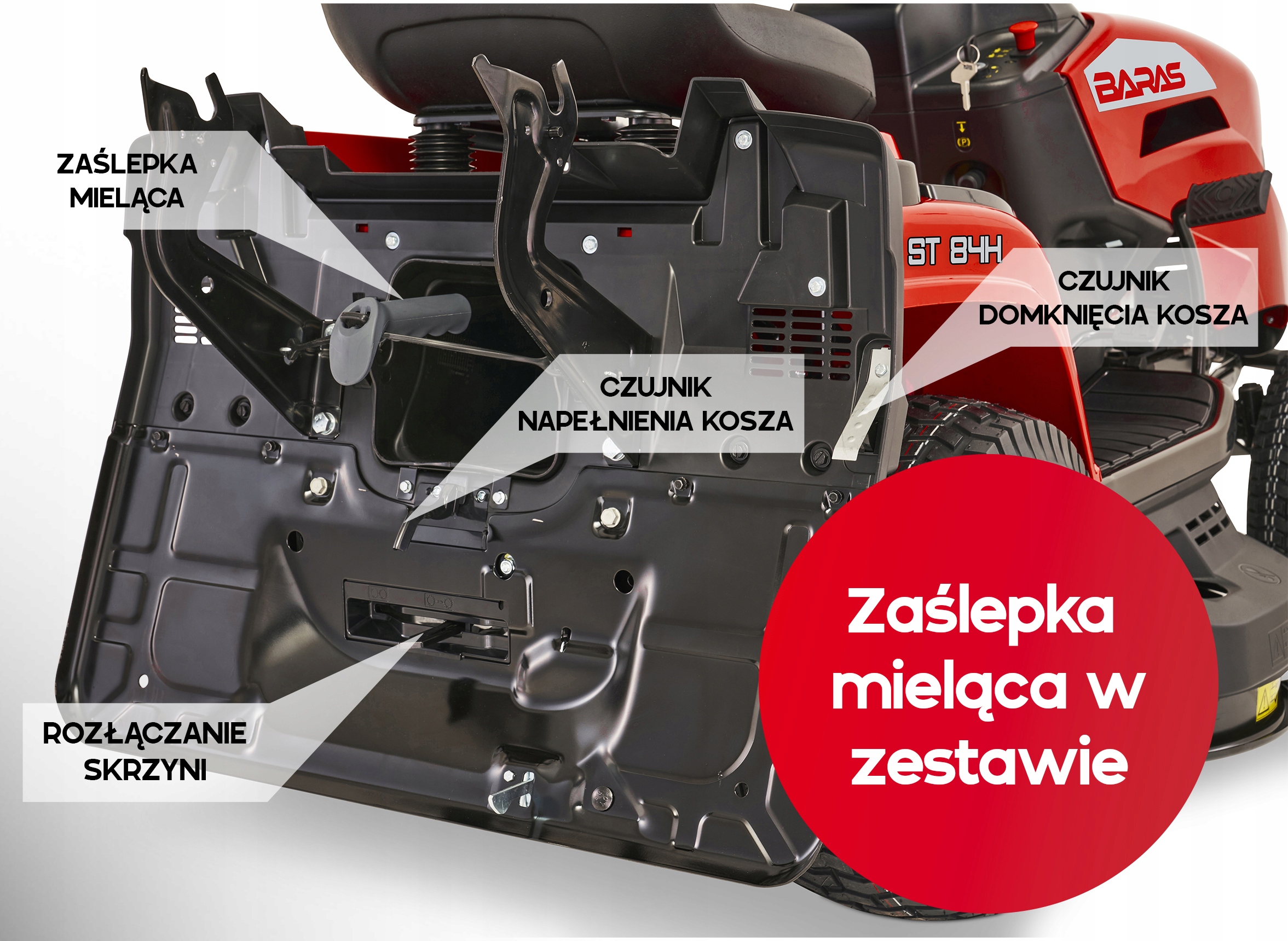 TRAKTOREK BARAS 84 by STIGA 384 AUTOMAT PŁUG DO ODŚNIEŻANIA KANISTER AL-KO Kosz z koszem