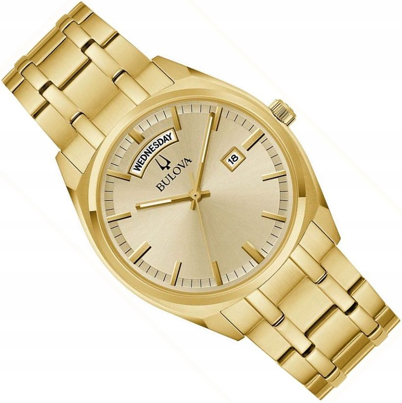 Zlaté Pánské Hodinky Bulova 97C115 Elegantní Ocelové S Day-date Luma 39 mm