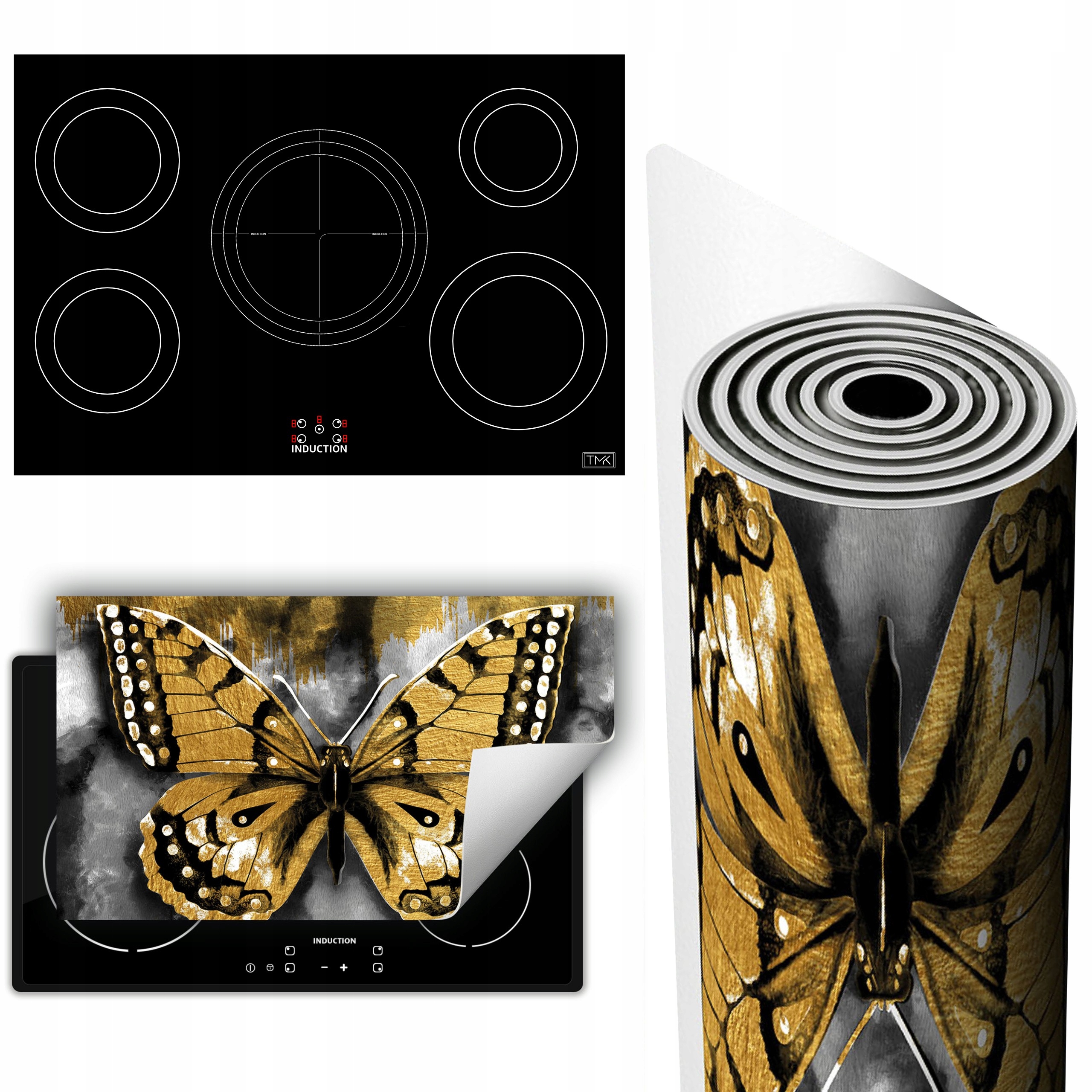 Vinylová Podložka Ochrana Kuchyňské Desky 90x52 zlatá motýl