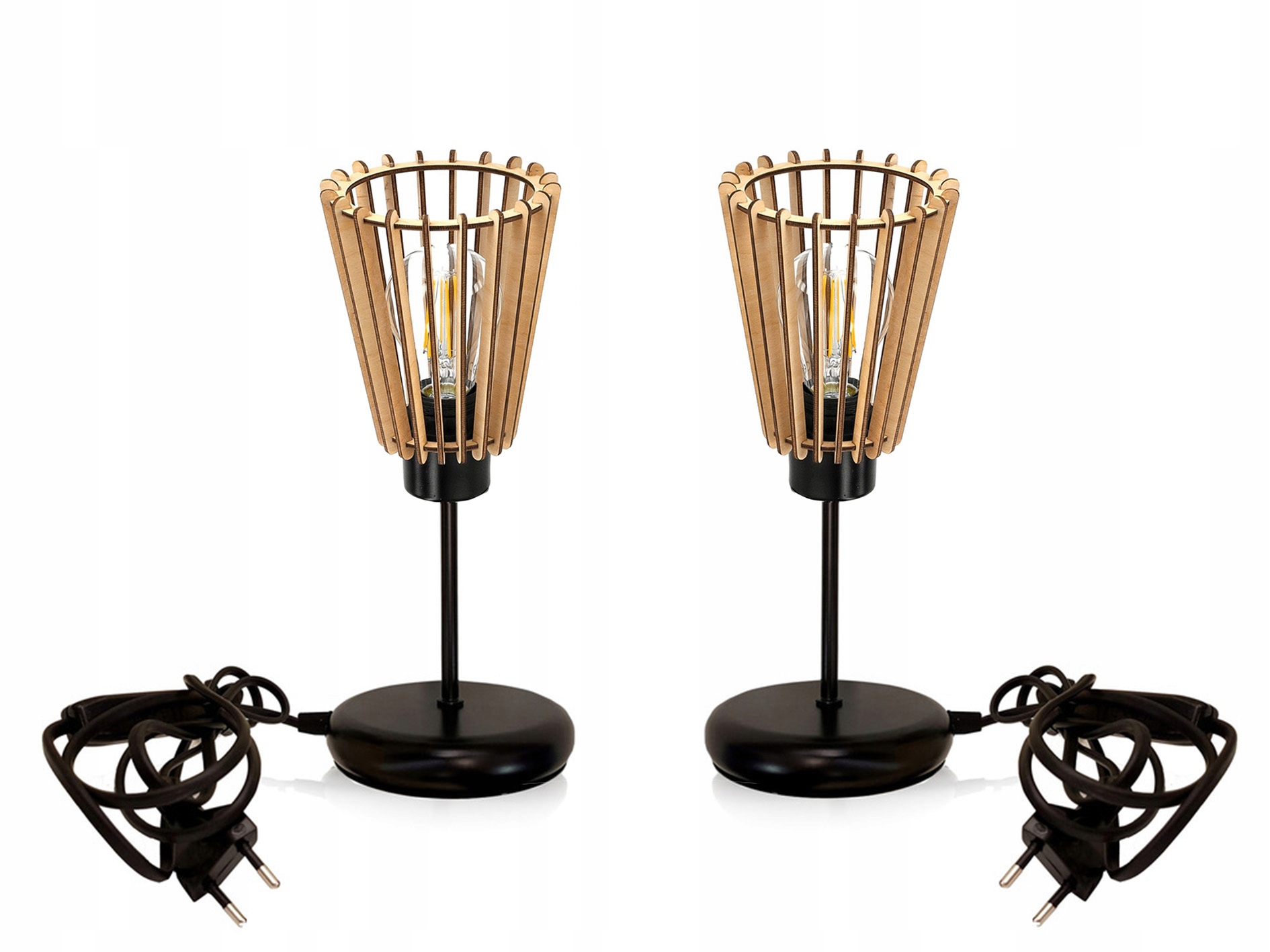 Lampka nocna Lampa stołowa loft na led E27 Drewno