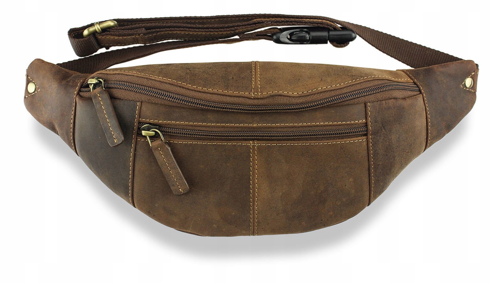 Hnědá kožená kabelka Pásek Visconti