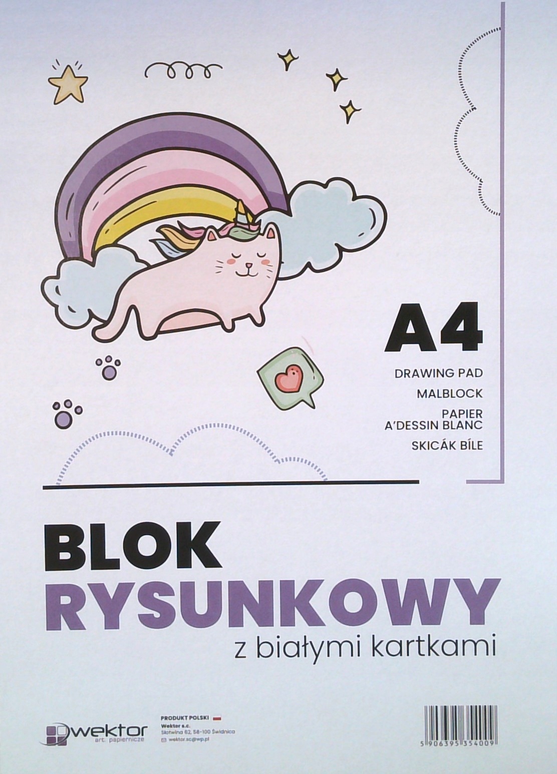 Blok rysunkowy z białymi kartkami A4 20 kartek 80g Wektor EAN (GTIN) 5906395354009