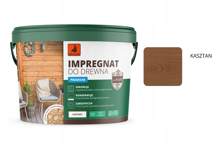 Impregnat Do Drewna Premium Dragon 10 l Kasztan