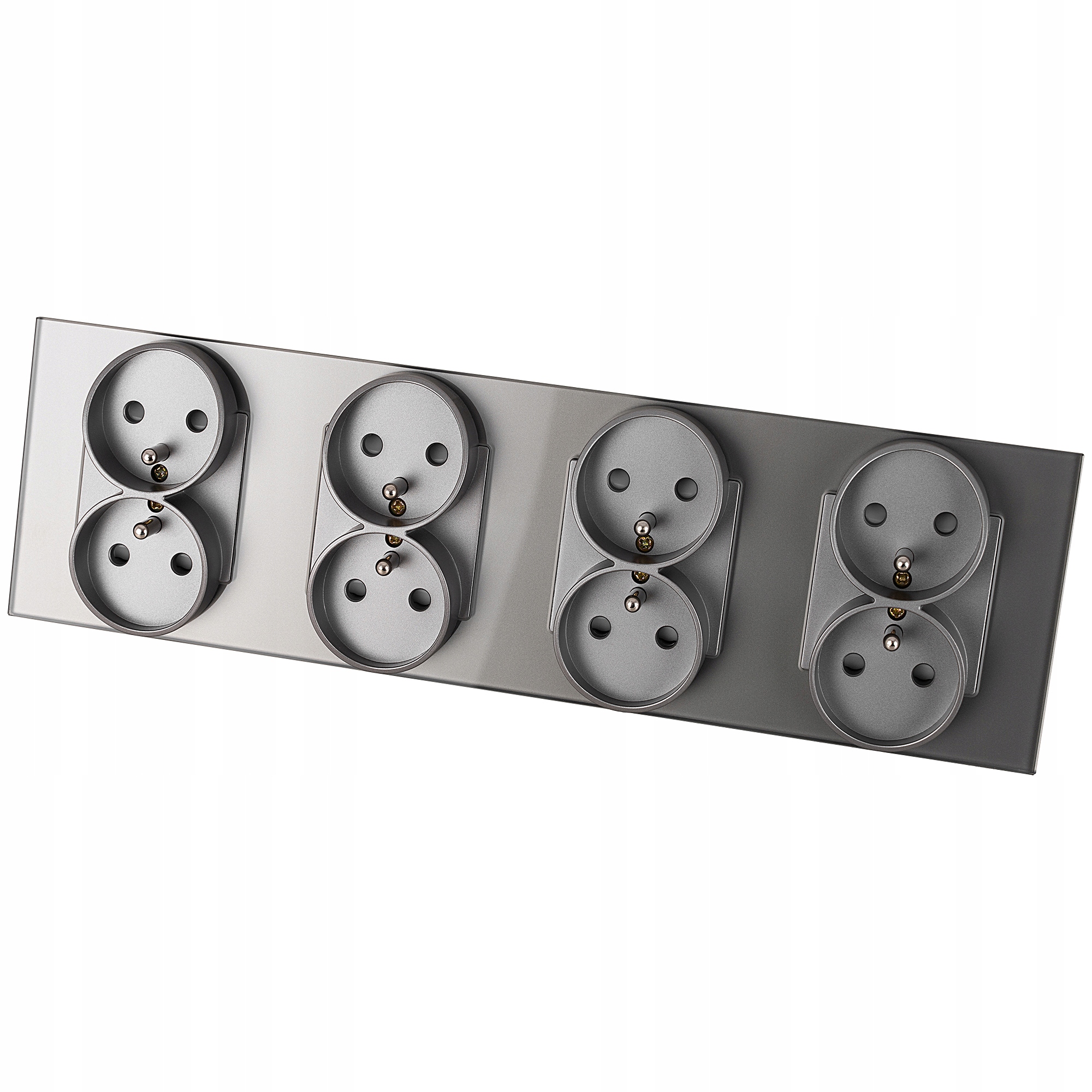 Čtyřnásobná skleněná zásuvka Šedá Sada Rámeček Čtyřnásobný a 4 x zásuvka Miuun