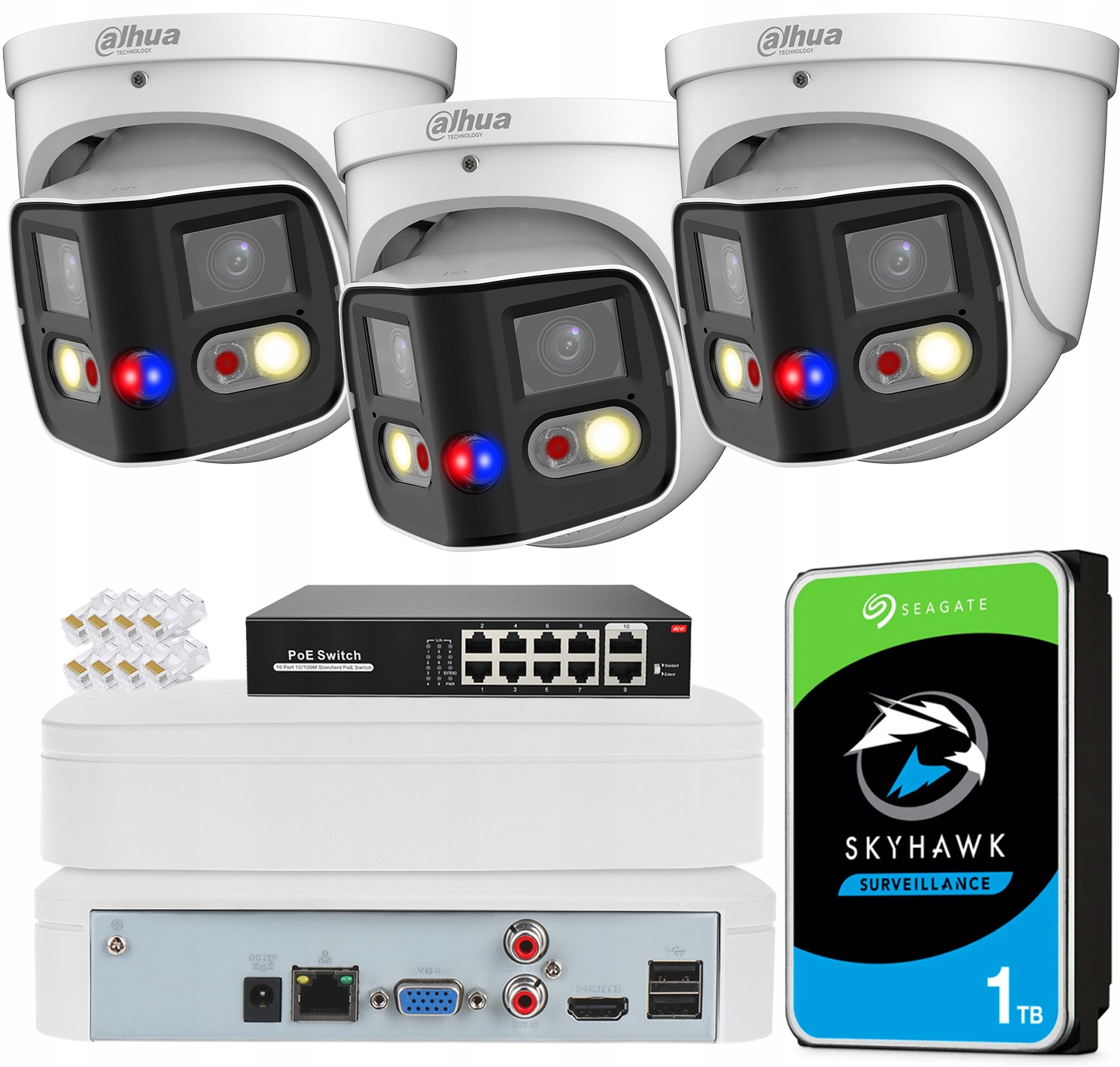 Sada Dahua 3 kamery 8Mpx PDW3849-A180-E2-AS-PV Panorama TiOC