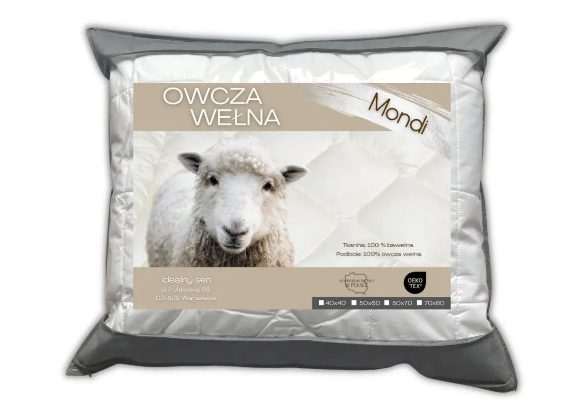 Ideální Spánek Polštář Ovčí vlněná vlna 70x80 Mondi