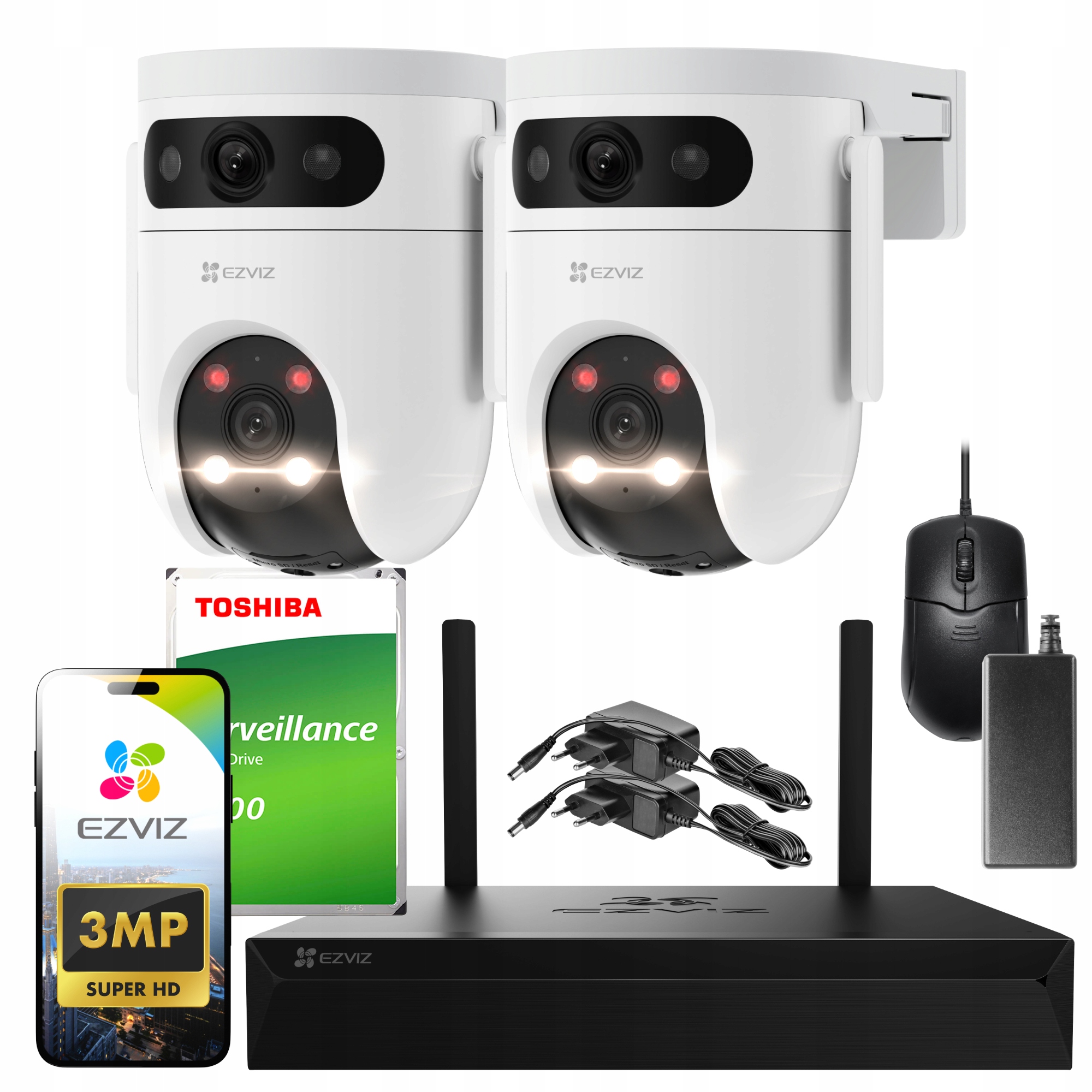 Zestaw Monitoringu 2X H9C 3MP+3MP Dual Lens 2w1 Autotracking Rejestrator