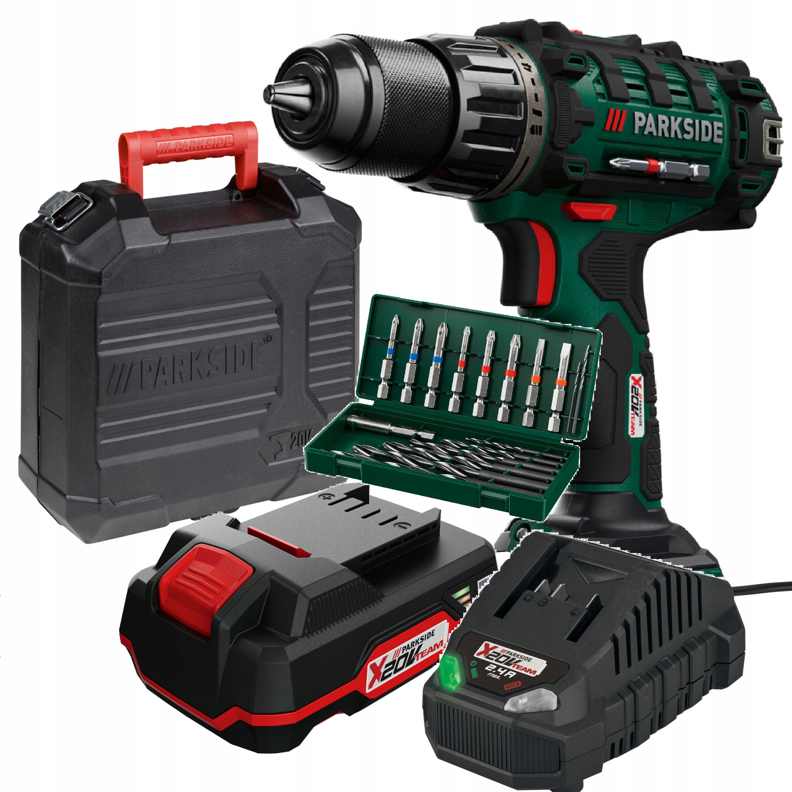 akumulátor Aku Šroubovák Parkside Nejnovější Bity Pabs Akumulátorový aku šroubovák