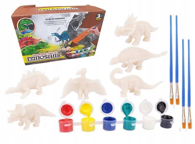 

Zestaw Figurek 3D Do Malowania Dinozaurów Farby