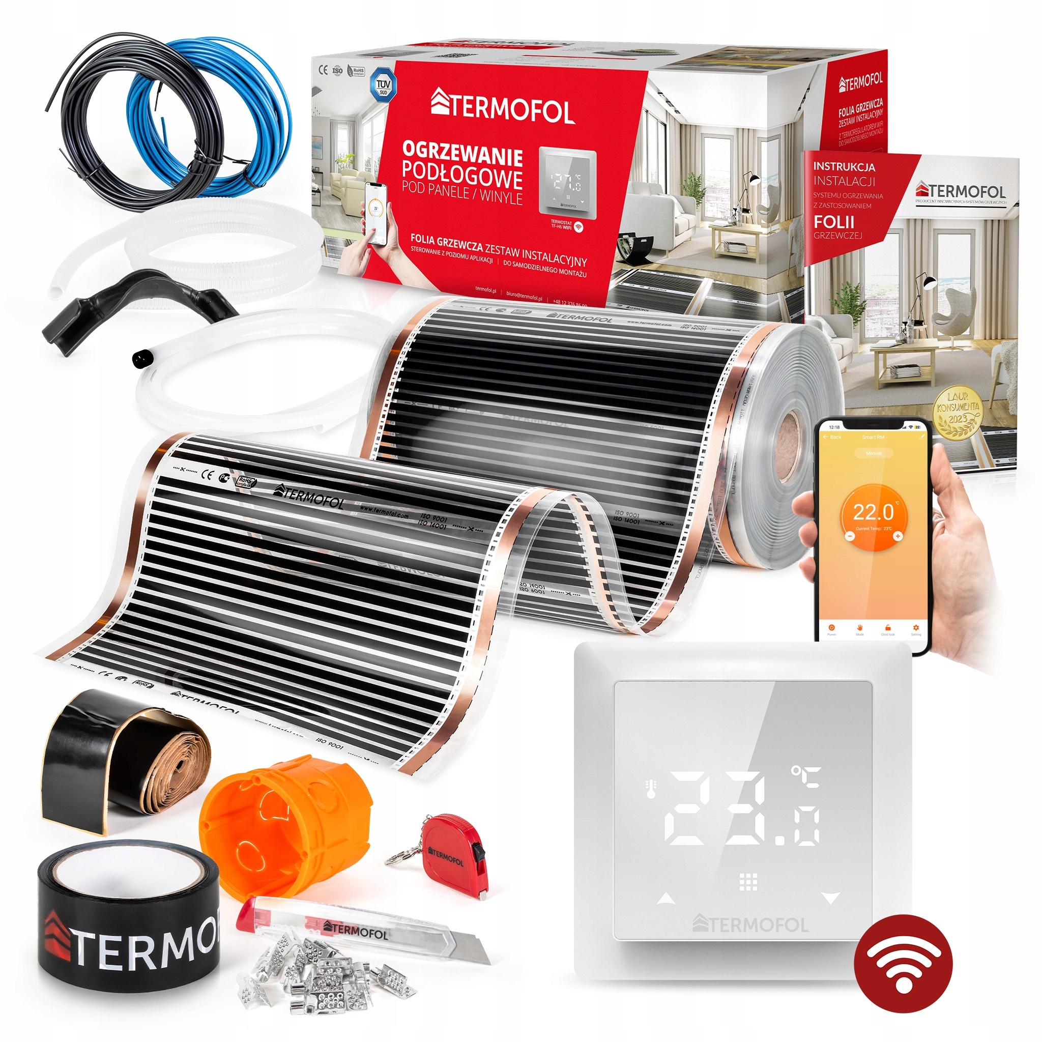 Vykurovacia Fólia Sada Infračervená, výkon 60 W 50 cm, plocha 14 m² WiFi